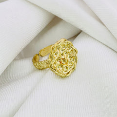 Gold plated uneven Designer Texture adjustable Handcrafted Ring sku7177