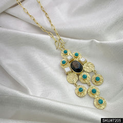 Gold plated Designer Labradorite with Mother of pearl Necklace sku7205
