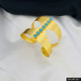 GOLD PLATED DESIGNER TURQUOISE CUFF BANGLE SKU7261