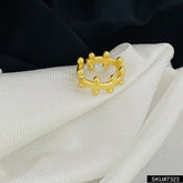Gold plated Handmade Designer Dotted adjustable Ring SKU7323