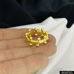Gold plated Handmade Designer Dotted adjustable Ring SKU7323