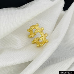 Gold plated Handmade Designer Dotted adjustable Ring SKU7323