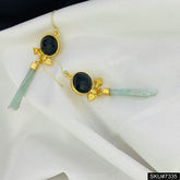 Amazonite and Onyx Gemstone Gold plated Drop and Dangle Earring SKU7335