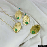 Gold plated Necklace Earring and Ring SKU7340