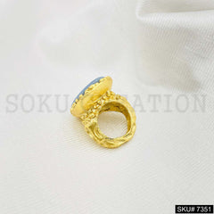 Gold Rose and Silver Plated Ring Gemstone Ring SKU7351
