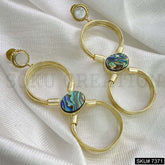 Gold plated Shell Gem Stone Long Earring SKU7371