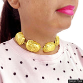 Gold Plated Uneven Dome motif Jewelry Set SKU7384