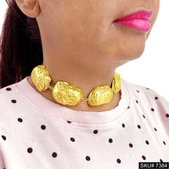Gold Plated Uneven Dome motif Jewelry Set SKU7384