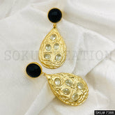 Gold plated Drop and Dangle Rose Cut Gemstone Earring SKU7388