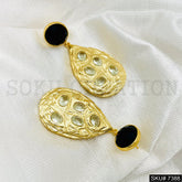 Gold plated Drop and Dangle Rose Cut Gemstone Earring SKU7388