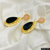 Gold plated Tear Drop Earring with ROSE QUARTZ AND Labradorite SKU7391