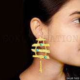 Gold plated Drop and Dangle Gemstone Earring SKU7405