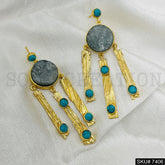 Gold plated Drop and Dangle Gemstone Earring SKU7406