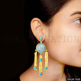 Gold plated Drop and Dangle Gemstone Earring SKU7406