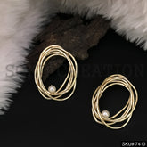 Gold plated Stud Rope Round Shape Earring SKU7413