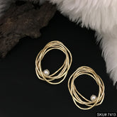 Gold plated Stud Rope Round Shape Earring SKU7413