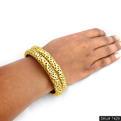 Engraved Dots Gold plated Bangle SKU7429