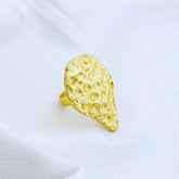 Gold plated uneven hammered form adjustable Handcrafted Ring