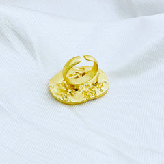 Gold plated uneven form adjustable Handcrafted Ring