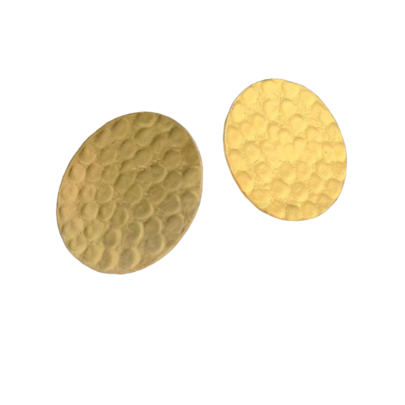 Gold plated Hammered circle Handmade Stud Earrings  SKU6352