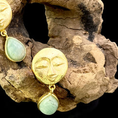 Gold plated Handmade Goddess Face Design Drop and Dangle Earring SKU7484