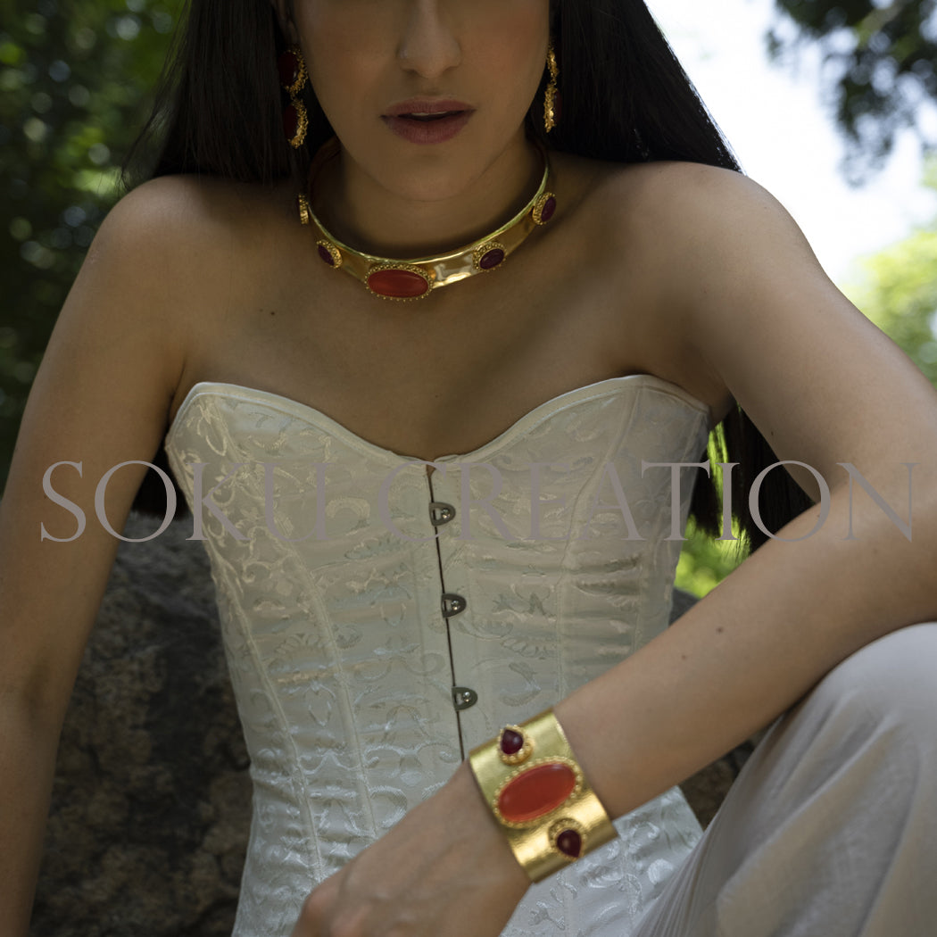 Gold plated Designer Gemstone Jewelry Set