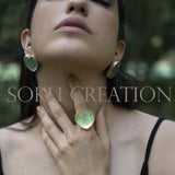Gold plated Heart Shape Gemstone Jewelry Set