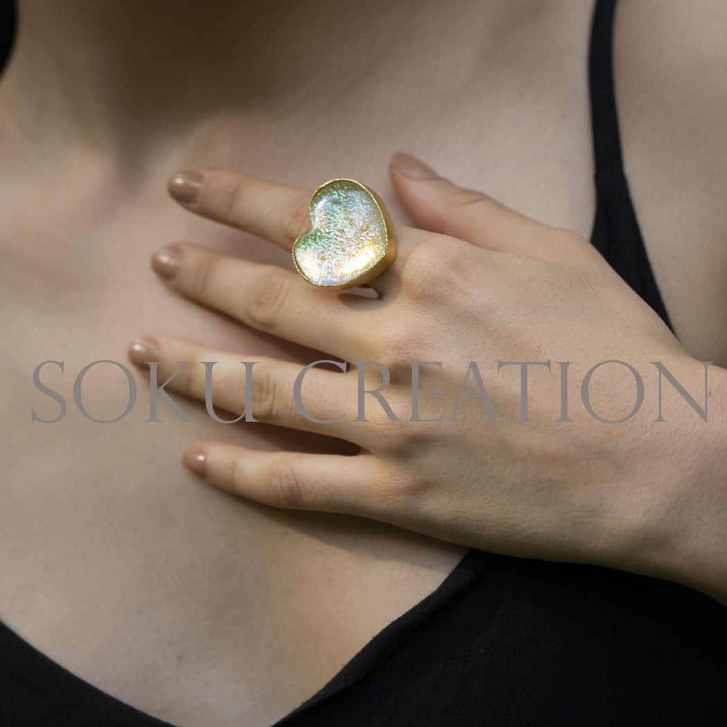Gold plated Heart Shape Gemstone Jewelry Set
