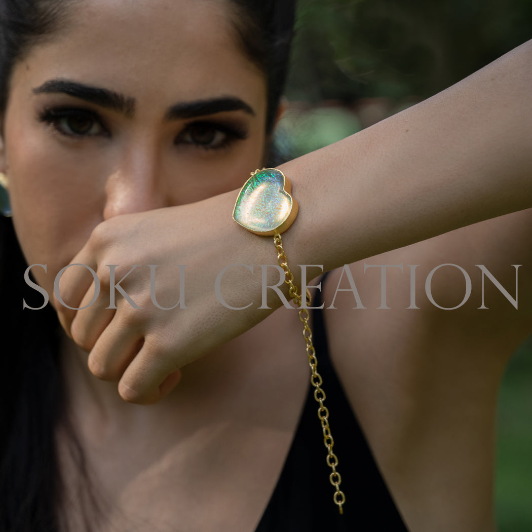 Gold plated Heart Shape Gemstone Jewelry Set
