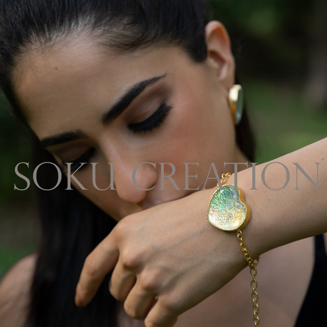 Gold plated Heart Shape Gemstone Jewelry Set