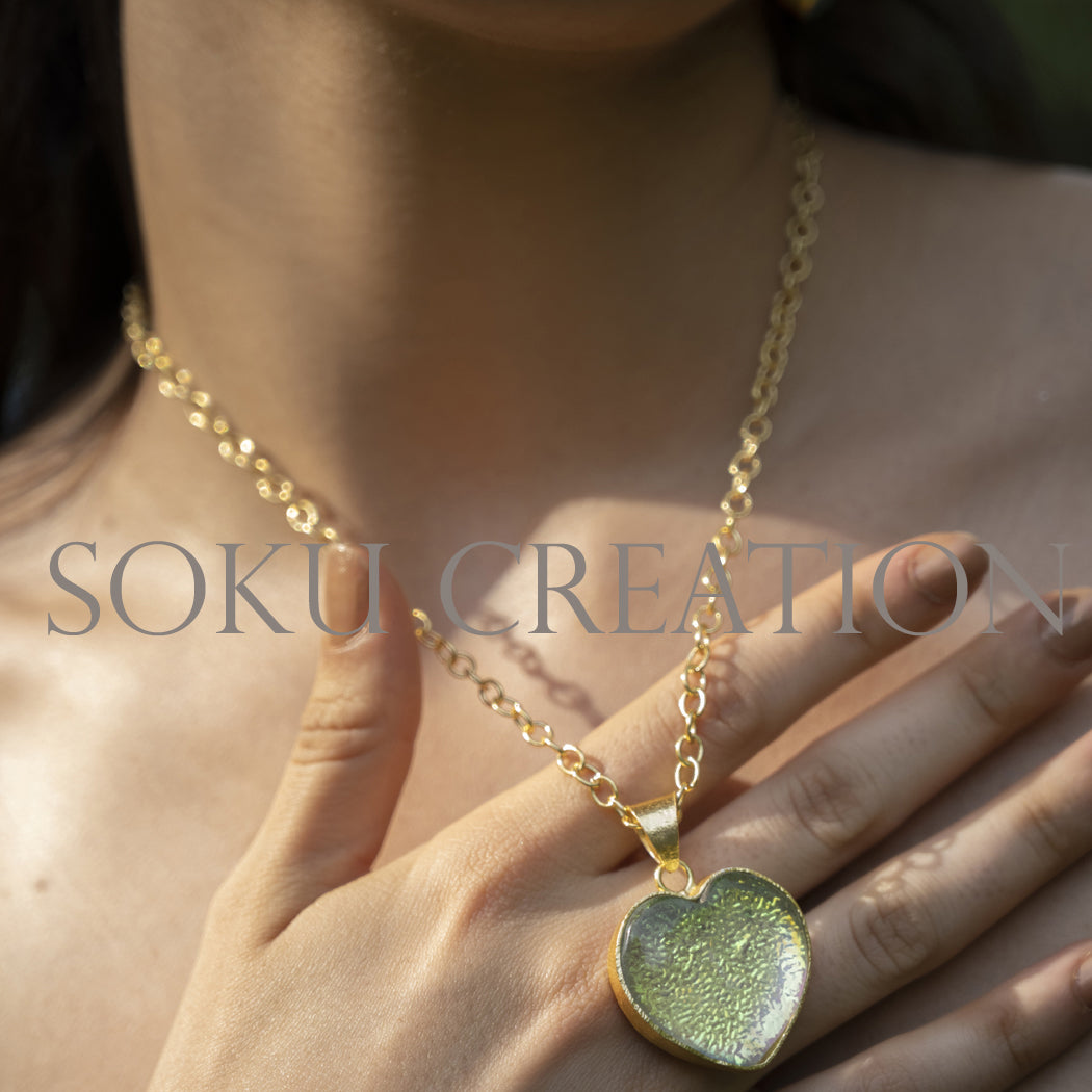 Gold plated Heart Shape Gemstone Jewelry Set