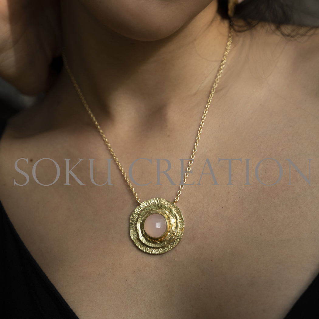 Gold Plated Pendant Necklace Earring and Ring SKU7348