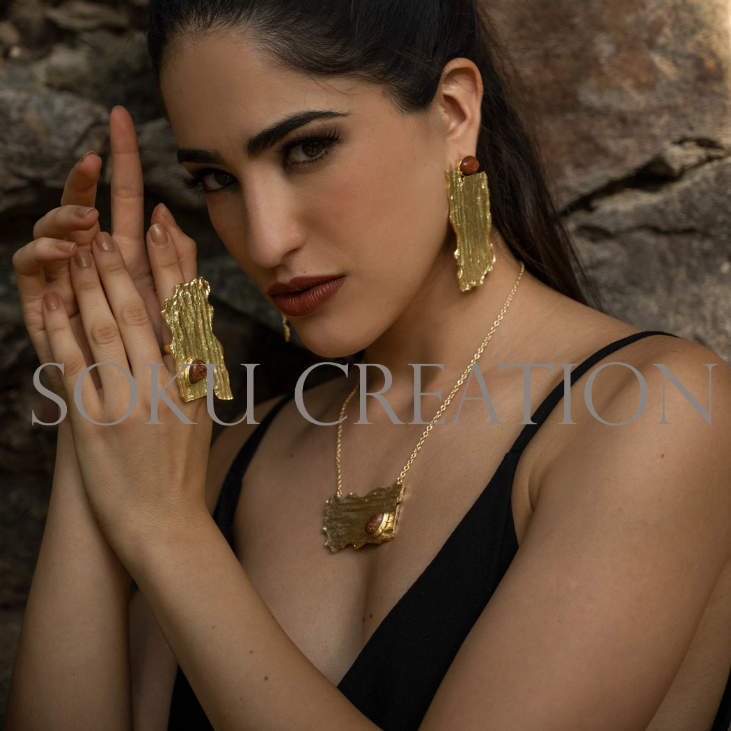 Gold plated Designer Gemstone Jewelry Set