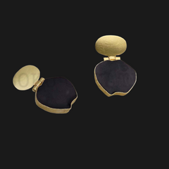 Gold plated Statement Black Drop and Dangle Earrings SKU6432