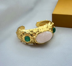 18 K Gold Plated Gemstone Cuff Bangle