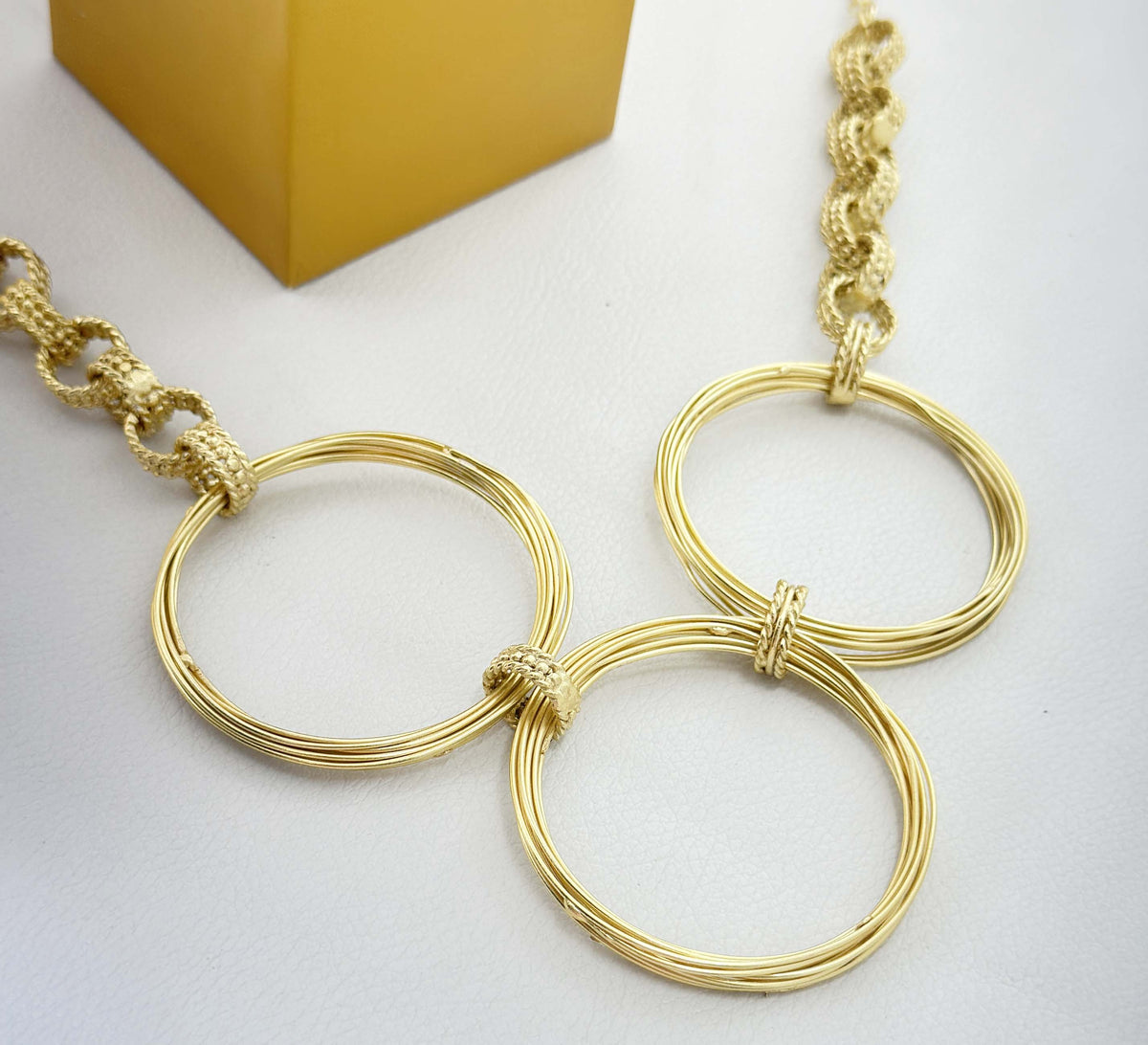 18K Gold Plated Wire Link Necklace