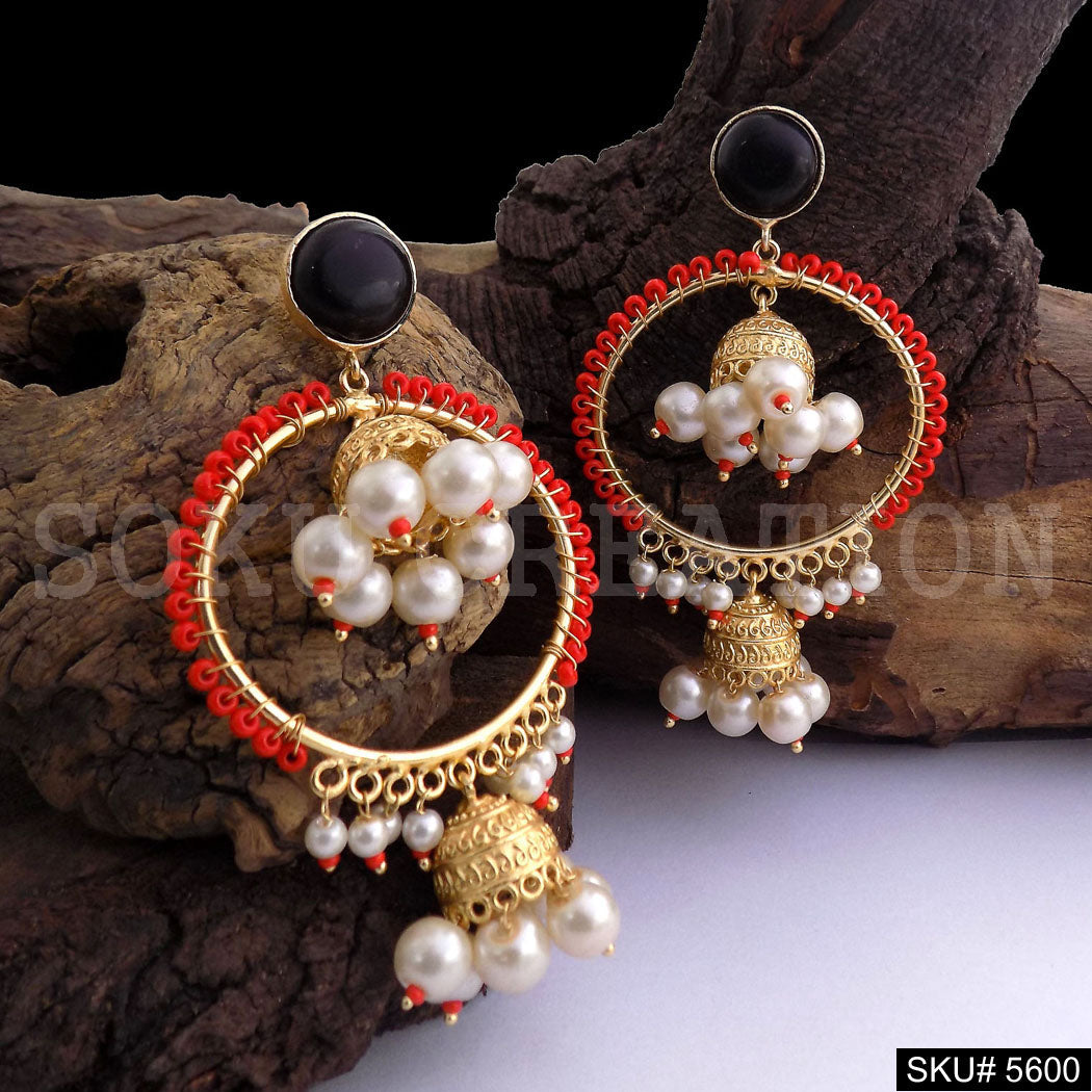 Gold plated Statement Drop & Dangle Jhumki Earring SKU5600