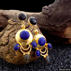 Gold plated Statement Drop & Dangle Gemstone Earring SKU5618