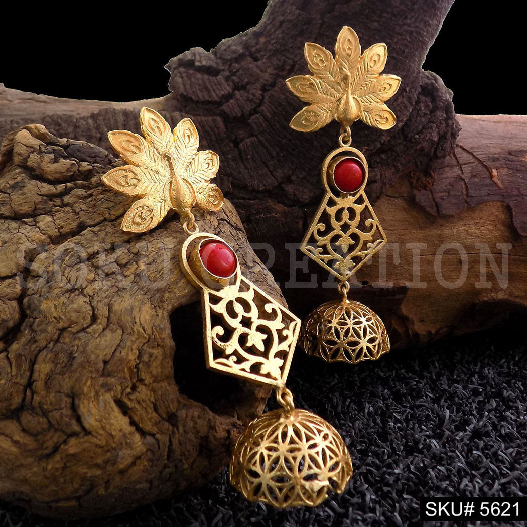 Gold plated Peacock Style Drop & Dangle Earring SKU5621