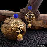 Gold plated Lotus Style Drop & Dangle Jhumki Earring SKU5623