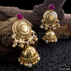 Gold plated Designer Jhumki Drop & Dangle Earring SKU5668