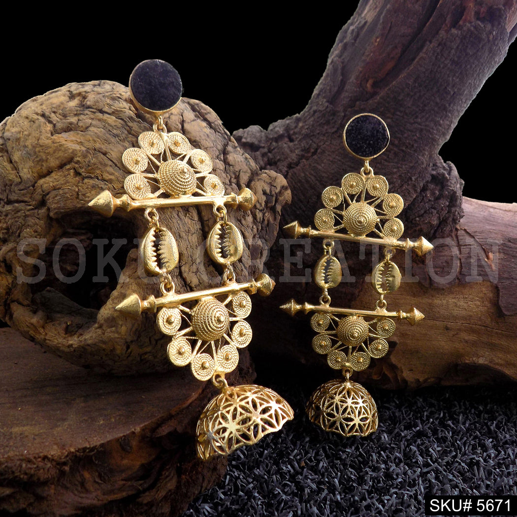Gold plated Designer Jhumki Drop & Dangle Earring SKU5671