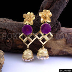 Gold plated Statement Design Drop & Dangle Jhumki Earring SKU5685