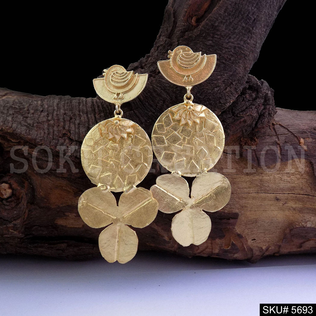 Gold plated Handmade Statement Bird  Style Drop & Dangle Earring SKU5693