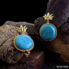 Gold plated Handmade Turquoise Drop & Dangle Earring SKU5694