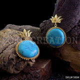 Gold plated Handmade Turquoise Drop & Dangle Earring SKU5694