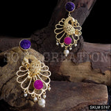 Gold plated Handmade Statement Peacock Design Drop and Dangle Earring SKU5747