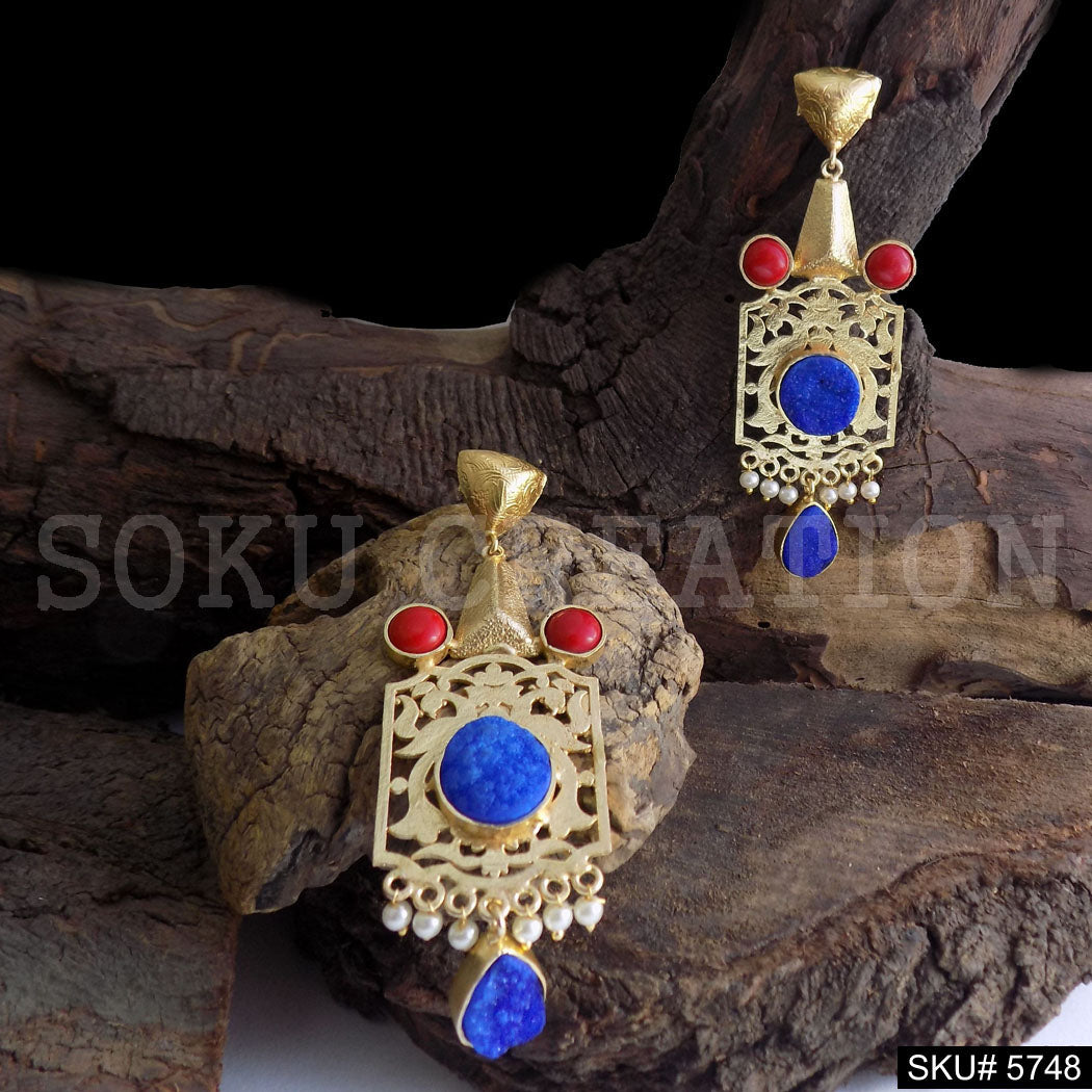 Gold plated Handmade Statement Drop and Dangle Earring SKU5748