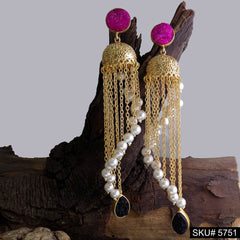 Gold plated Handmade Statement Drop and Dangle Designer Jhumki Earring SKU5751