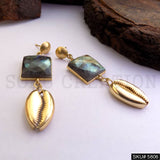 Gold plated Shell Gemstone Designer Drop and Dangle Earring SKU5806